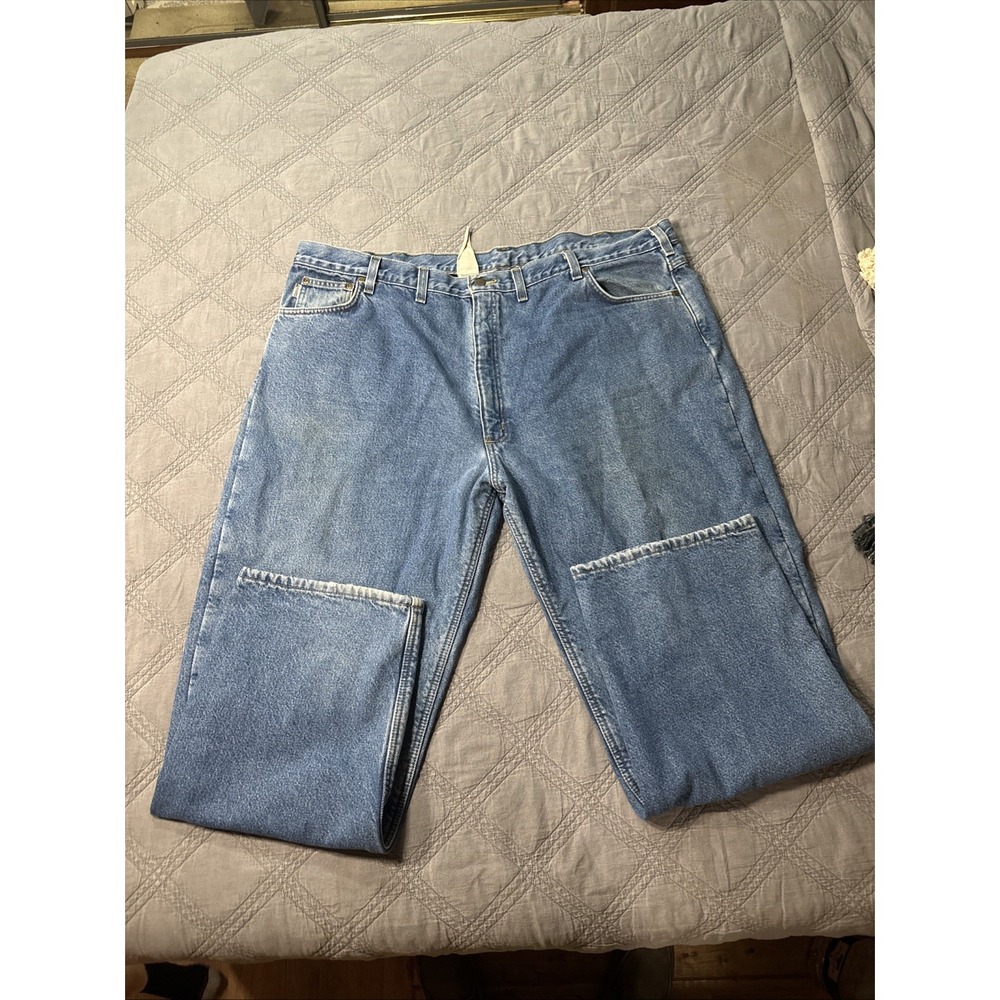 Carhartt Mens Relaxed Fit Straight Leg Fleece Lined Blue Jeans Size‎ 46 x 30